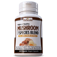 Load image into Gallery viewer, Fit For Life MUSHROOM COMPLEX 7 SPECIES BLEND ORGANIC PILLS CAPSULES REISHI LIONS MANE BRAIN MEMORY