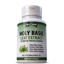 Load image into Gallery viewer, Holy Basil BEST HERB Capsules for Stress Relief, Energy Boost, and Immune Support