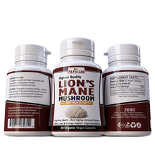 Load image into Gallery viewer, FIT FOR LIFE LIONS MANE MUSHROOM ORGANIC PILLS CAPSULES COGNITIVE FUNCTION NERVOUS SYSTEM MOOD & MENTAL HEALTH