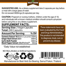 Load image into Gallery viewer, 240 x Capsules Premium Extract Turmeric (Curcumin 95%) with Garlic, Ginger & Black Pepper (BioPerine)