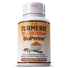 Load image into Gallery viewer, Turmeric 95% Curcumin With Black Pepper Extract (BioPerine) Anti Oxidant Pills