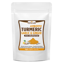 Load image into Gallery viewer, 240 x Capsules Strongest Extract Turmeric (Curcumin 95%) with Garlic, Ginger &amp; Black Pepper (BioPerine)