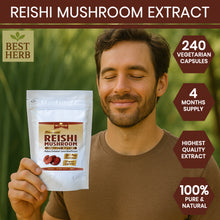 Load image into Gallery viewer, 240 x Reishi Mushroom (Lingzhi, Ganoderma) Longevity Support 20:1 Extract Capsules