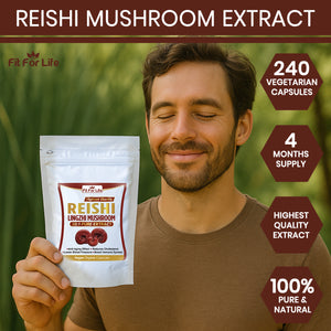 240 x Reishi Mushroom (Lingzhi, Ganoderma) Immune Support 20:1 Extract Capsules