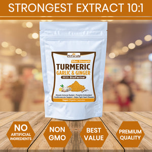 240 x Capsules Strongest Extract Turmeric (Curcumin 95%) with Garlic, Ginger & Black Pepper (BioPerine)