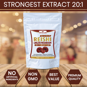 240 x Reishi Mushroom (Lingzhi, Ganoderma) Immune Support 20:1 Extract Capsules
