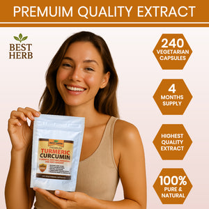 240 x Capsules Premium 10,000mg Extract Turmeric Curcumin 95% With Black Pepper (BioPerine)