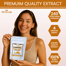 Load image into Gallery viewer, 240 x Capsules Strongest Extract Turmeric (Curcumin 95%) with Garlic, Ginger &amp; Black Pepper (BioPerine)