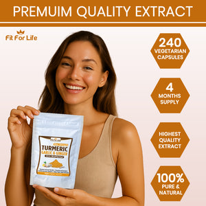 240 x Capsules Strongest Extract Turmeric (Curcumin 95%) with Garlic, Ginger & Black Pepper (BioPerine)