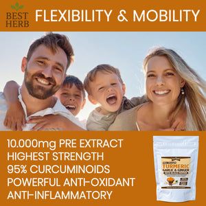 240 x Capsules Premium Extract Turmeric (Curcumin 95%) with Garlic, Ginger & Black Pepper (BioPerine)