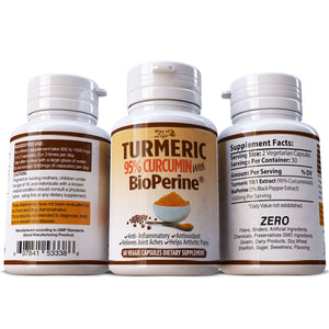 Turmeric 95% Curcumin With Black Pepper Extract (BioPerine) Anti Oxidant Pills