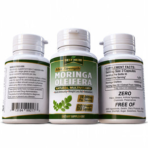Moringa Oleifera Natural Multi-Vitamin 10:1 Leaf Extract Boosts Immune System Capsules