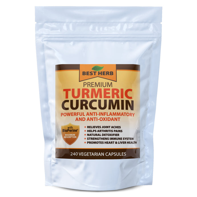 240 x Capsules Premium 10,000mg Extract Turmeric Curcumin 95% With Black Pepper (BioPerine)