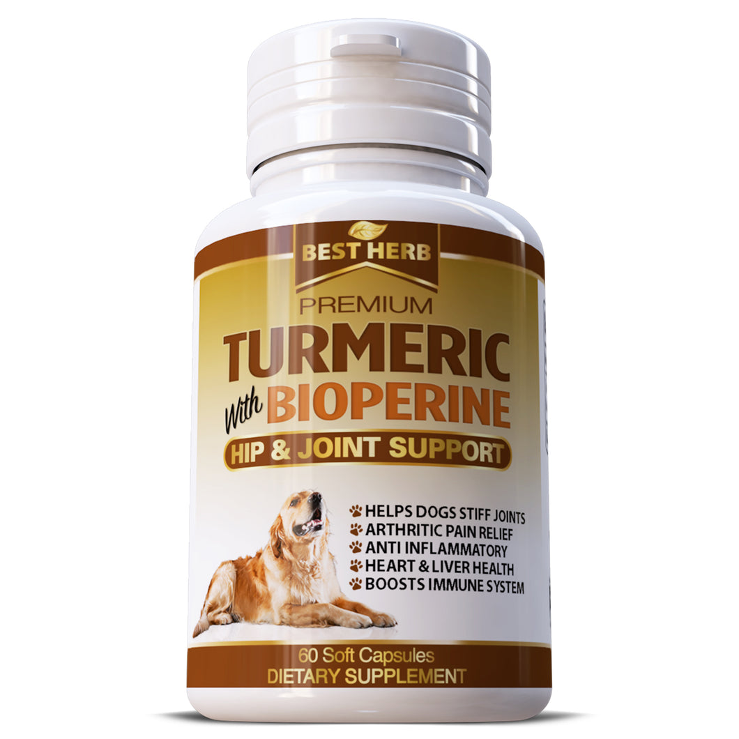Turmeric Curcumin Capsules Supplement For Dogs / Pets Hip Stiff Joint Support Tumeric