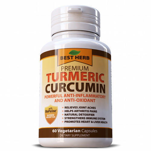 Best herb Premium Turmeric 95% Curcuminoids & Black Pepper Herbal Supplement Capsules Pills
